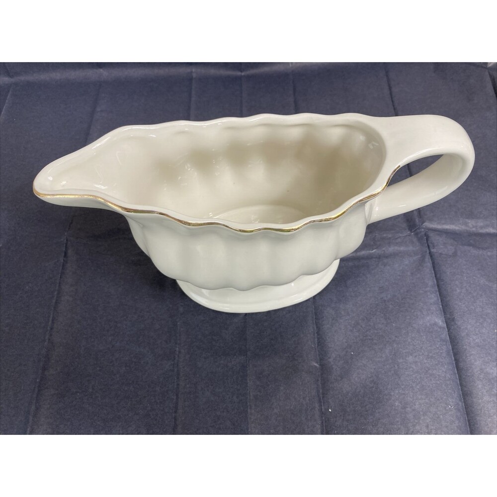 Vintage Large Gravy Bowl Alco Industries, Inc Cranbury, NJ Trimmed in Gold